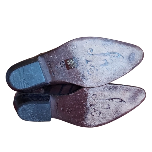 Free People Lost Trails Brown Leather Western Boots with Antique Brass Toe Caps - Picture 13 of 16